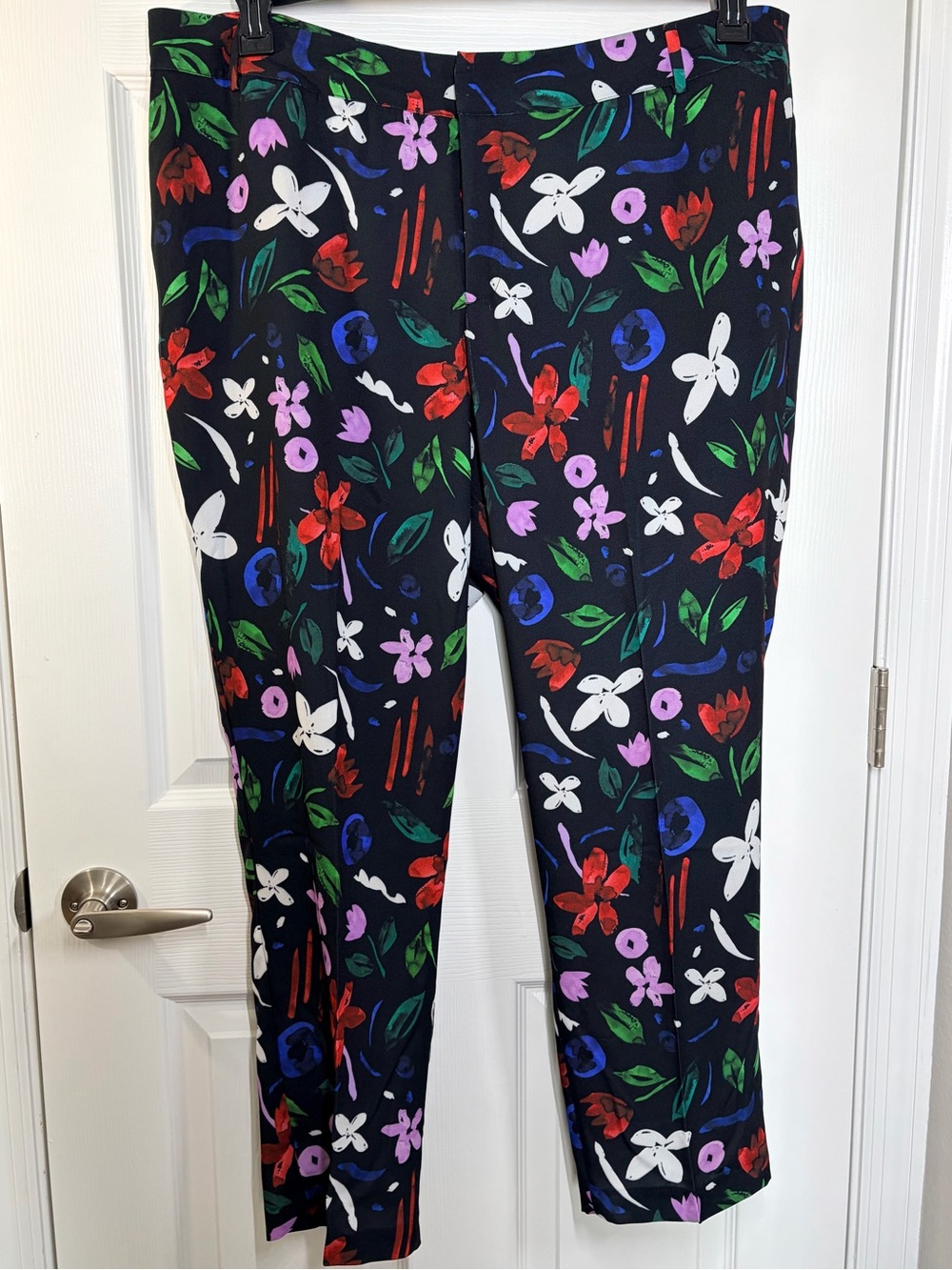 Eloquii Black Floral Print Suit Pants